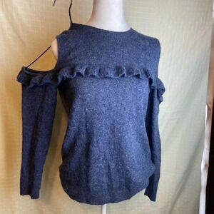 Loft Women's Sweater Size M Cold Shoulder Blue